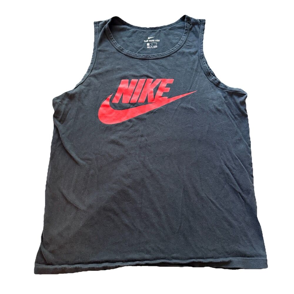 Nike Men M Black Tank Top Spell Out Logo Sleeveless Athletic Streetwear Tee